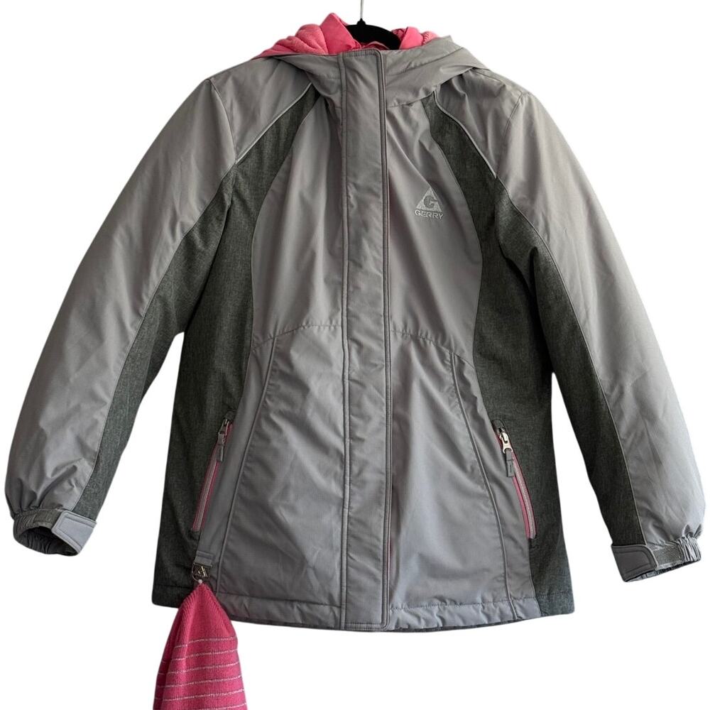 Girls Ski Jacket 3 in 1 Snow Coat Pink Gray L 14/16 Outdoor Adventure Gerry